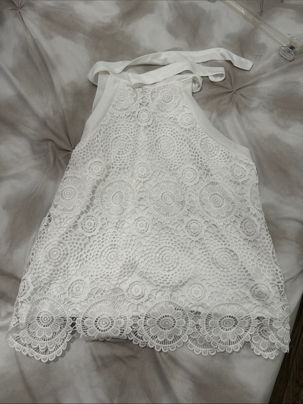 Amazon White Lace Halter Tank Top